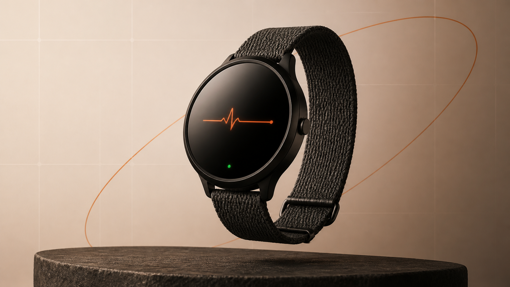 Fitness watch showing a heart-rate line